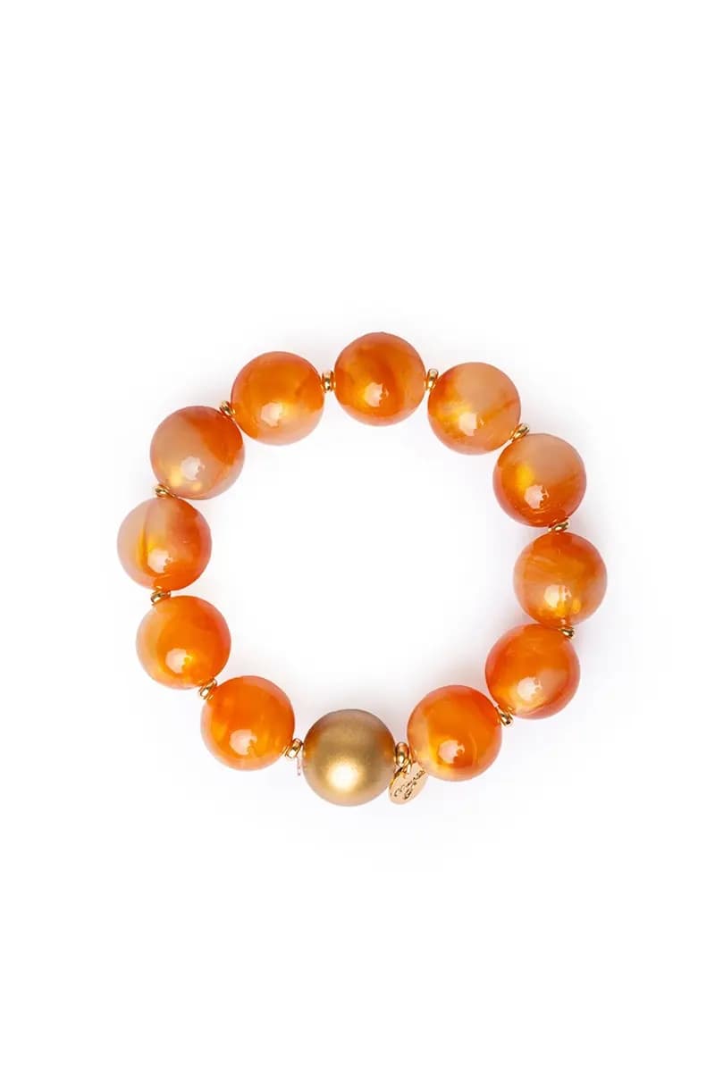 MYA ACCESSORIES | Bracciale elastico con sfere dalle nuances arancio - 3