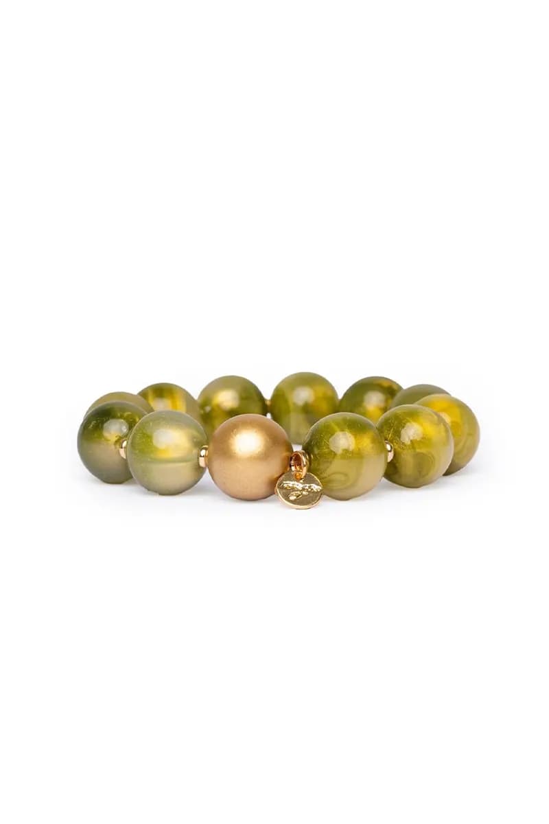 MYA ACCESSORIES | Bracciale elastico con sfere dalle nuances verde - 2