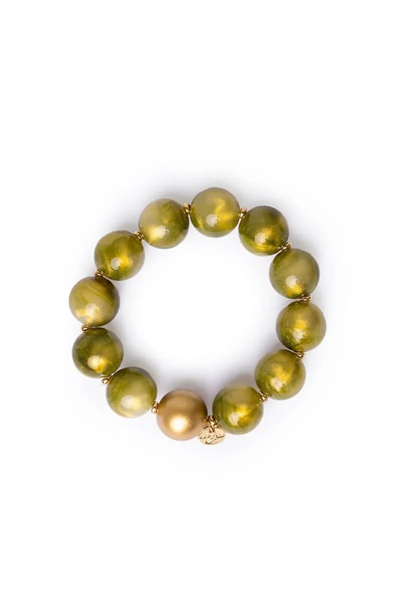 MYA ACCESSORIES | Bracciale elastico con sfere dalle nuances verde - 3