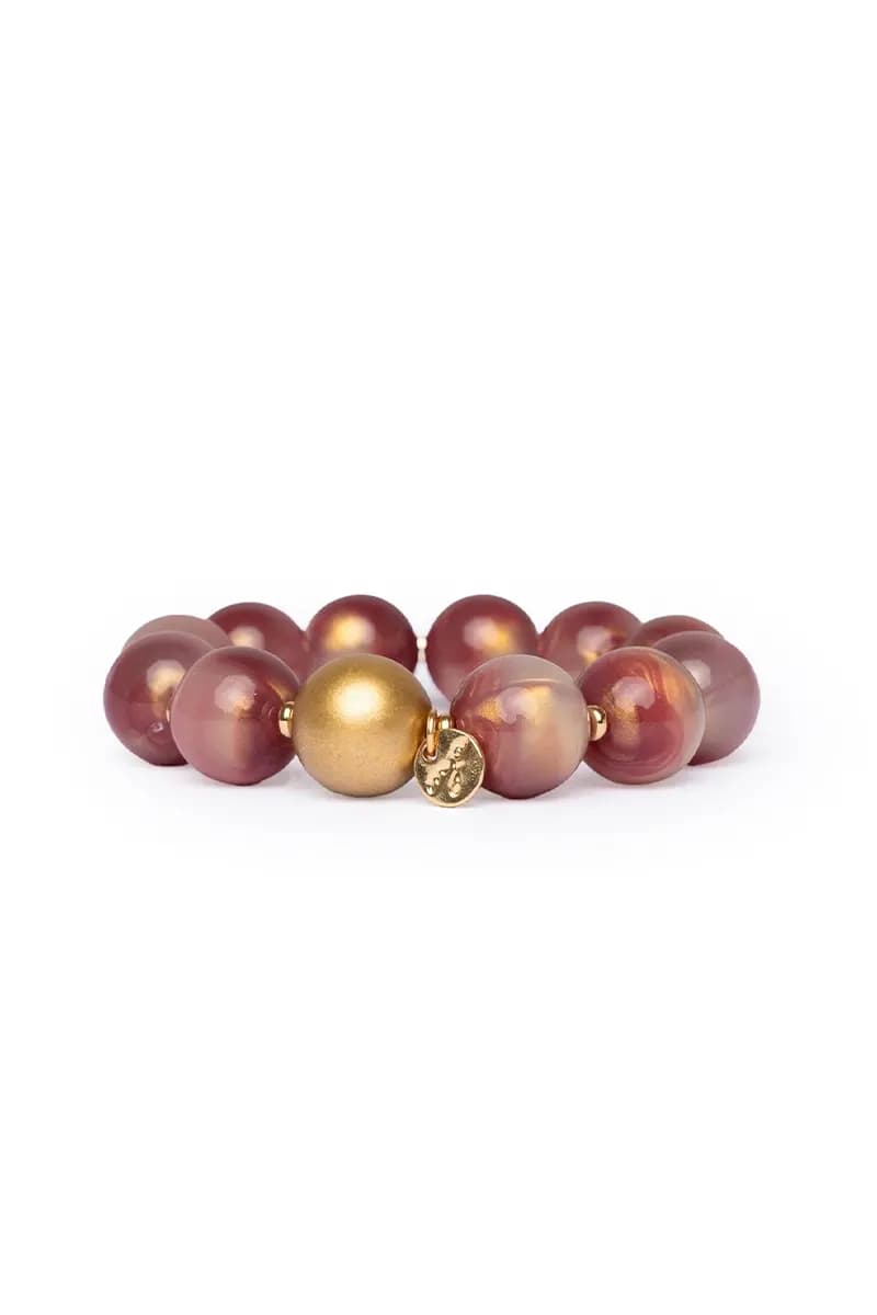 MYA ACCESSORIES | Bracciale elastico con sfere dalle nuances rosa - 2
