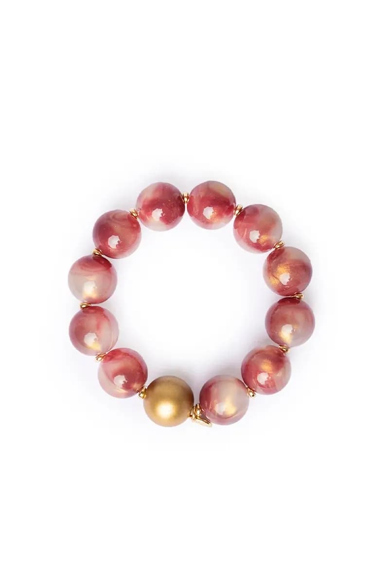 MYA ACCESSORIES | Bracciale elastico con sfere dalle nuances rosa - 3