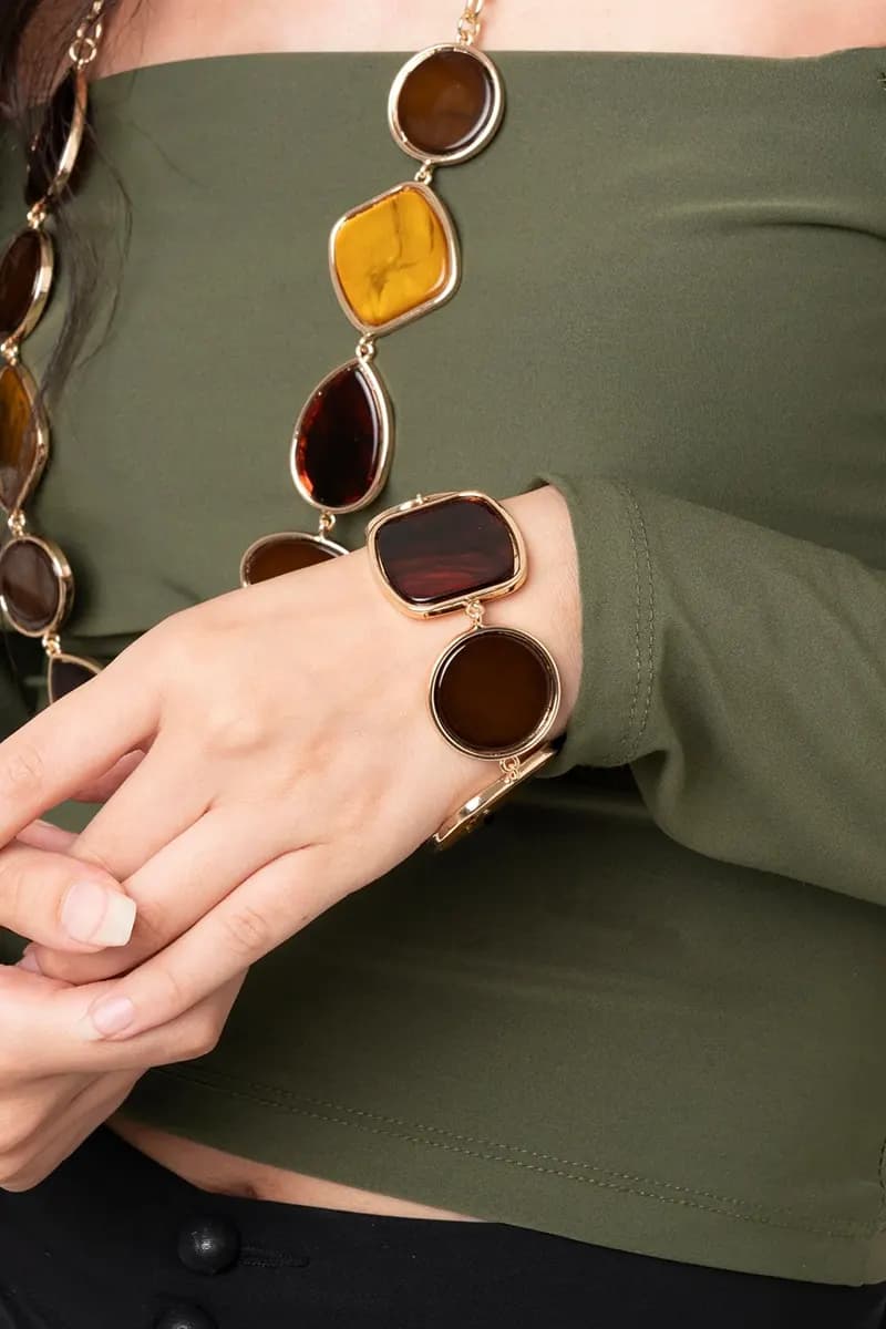 MYA ACCESSORIES | Bracciale con inserti geometrici multi bronzo - 3