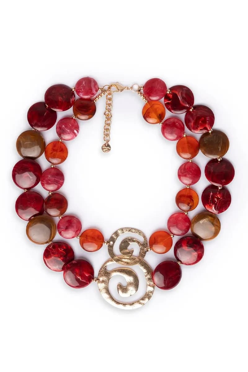 MYA ACCESSORIES | Collana girocollo due linee con pietre in acrilico e inserti spirale - 3