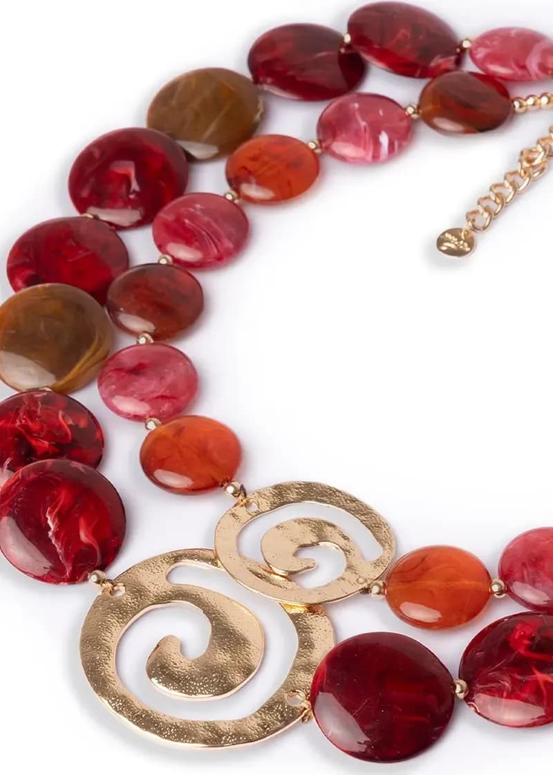 MYA ACCESSORIES | Collana girocollo due linee con pietre in acrilico e inserti spirale - 4