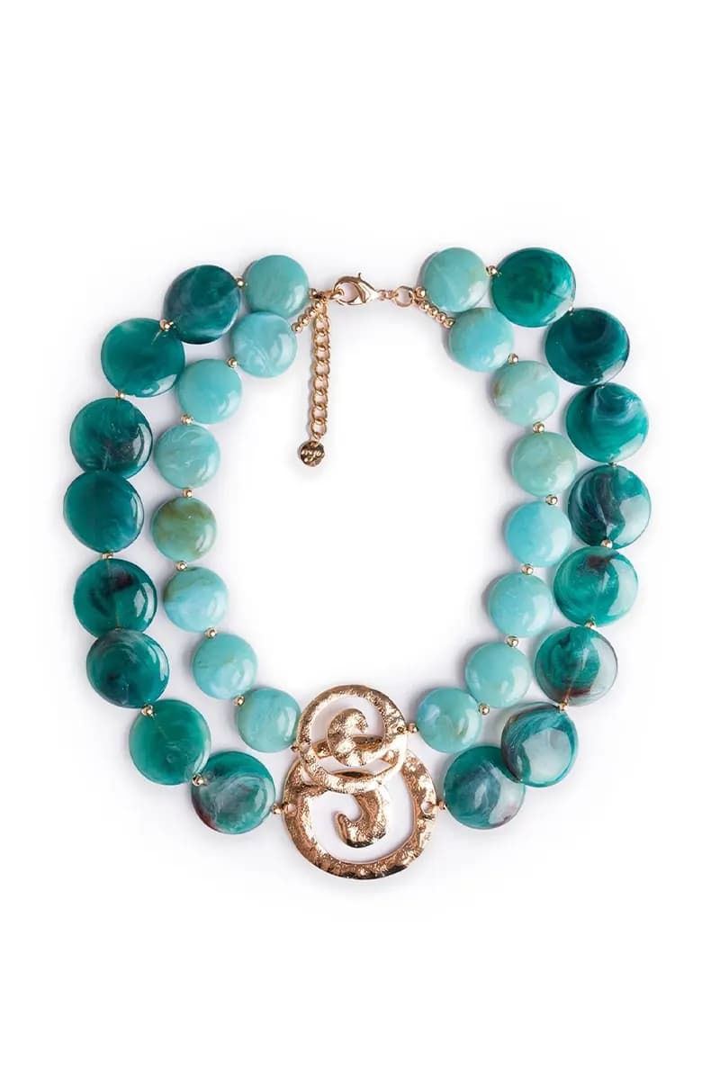 MYA ACCESSORIES | Collana girocollo due linee con pietre in acrilico e inserti spirale - 2