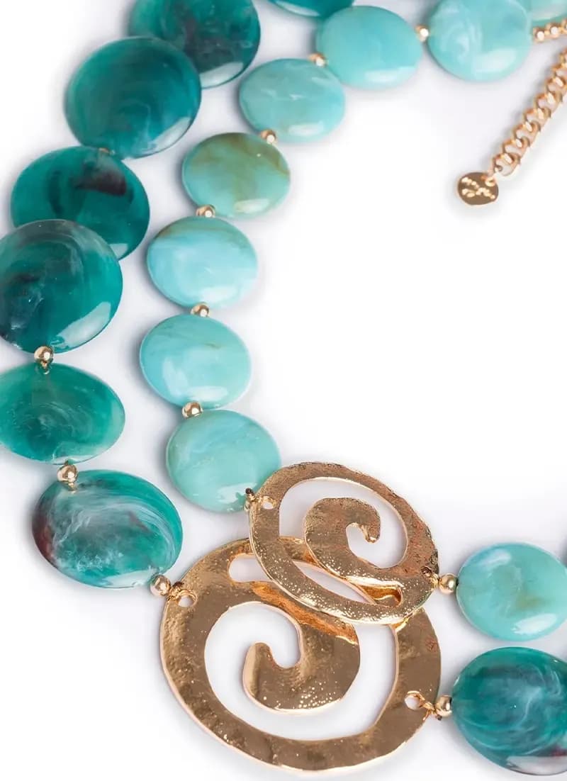 MYA ACCESSORIES | Collana girocollo due linee con pietre in acrilico e inserti spirale - 3