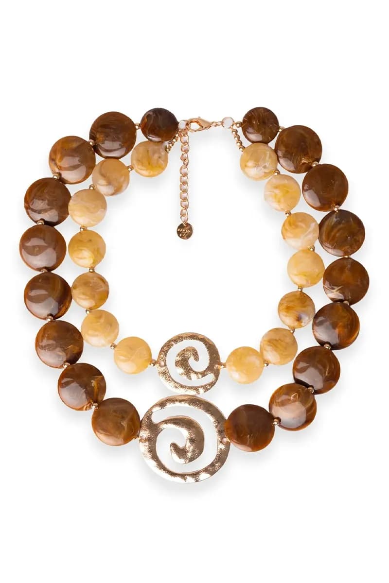 MYA ACCESSORIES | Collana girocollo due linee con pietre in acrilico e inserti spirale - 3