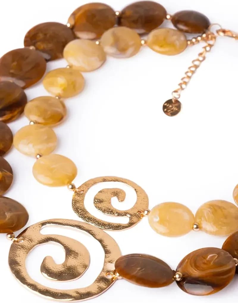MYA ACCESSORIES | Collana girocollo due linee con pietre in acrilico e inserti spirale - 4