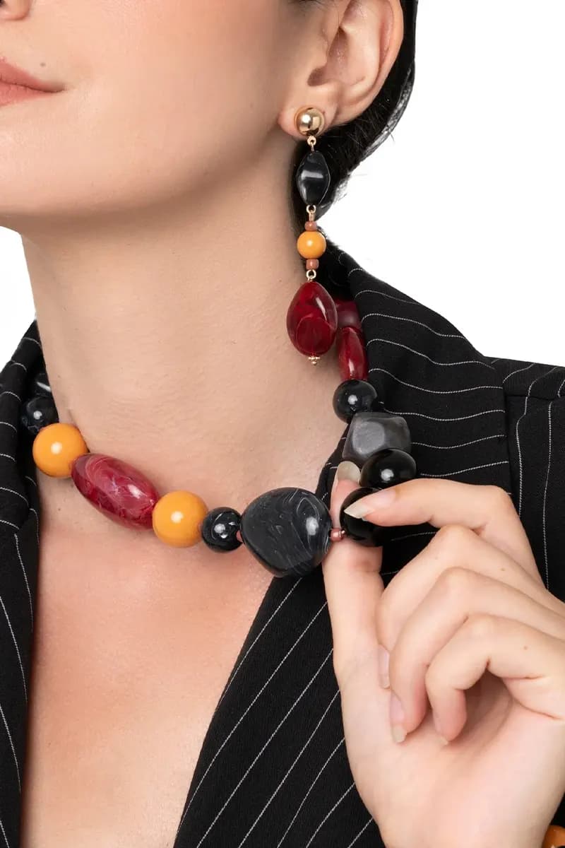 MYA ACCESSORIES | Collana girocollo con pietre in acrilico multicolore - 5