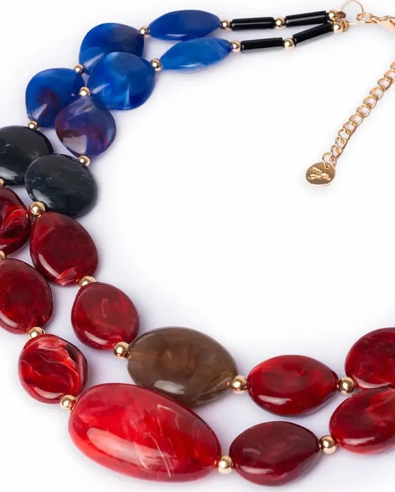 MYA ACCESSORIES | Collana girocollo con due linee di pietre schiacciate in acrilico - 3