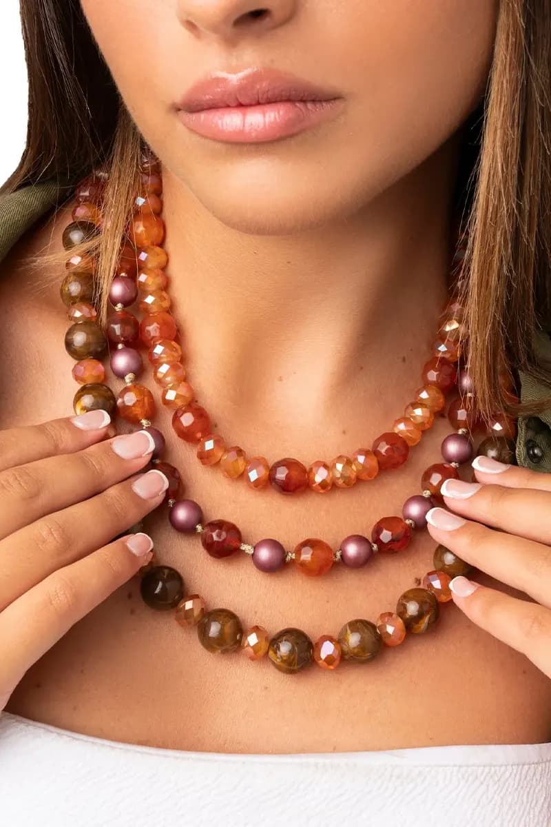 MYA ACCESSORIES | Collana girocollo multilinee in acrilico arancio - 5