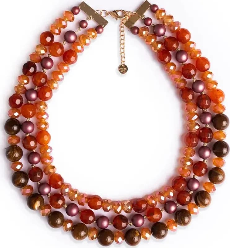 MYA ACCESSORIES | Collana girocollo multilinee in acrilico arancio - 3