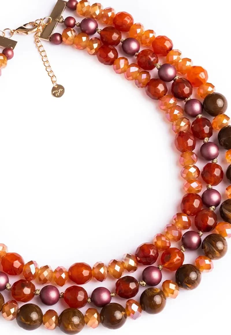 MYA ACCESSORIES | Collana girocollo multilinee in acrilico arancio - 4