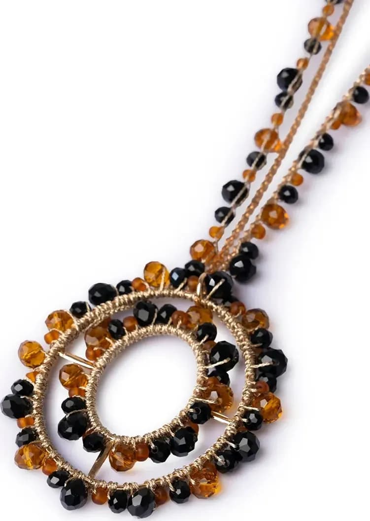 MYA ACCESSORIES | Collana lunga in tessuto con pendente con microcristalli in vetro - 3