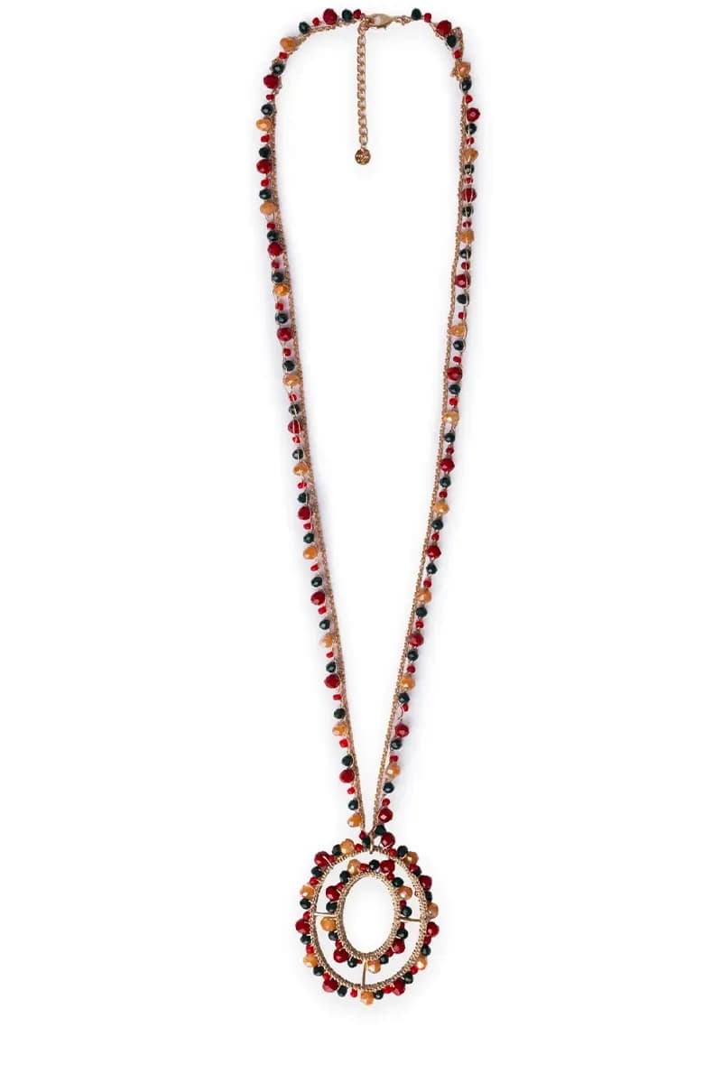 MYA ACCESSORIES | Collana lunga in tessuto con pendente con microcristalli in vetro - 2