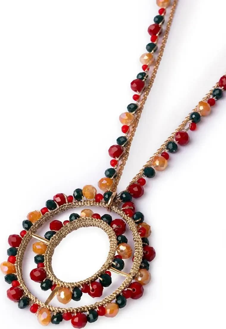 MYA ACCESSORIES | Collana lunga in tessuto con pendente con microcristalli in vetro - 3