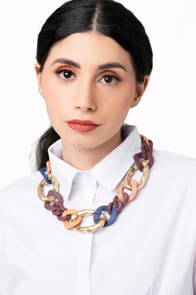 MYA ACCESSORIES | Collana a catena in metallo ed acrilico multicolore - 4