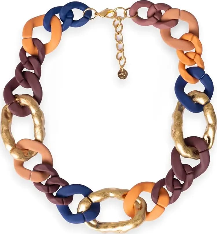 MYA ACCESSORIES | Collana a catena in metallo ed acrilico multicolore - 2