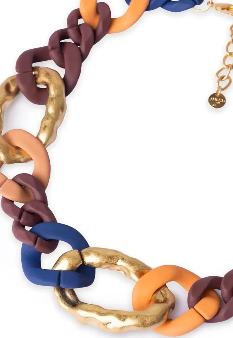 MYA ACCESSORIES | Collana a catena in metallo ed acrilico multicolore - 3