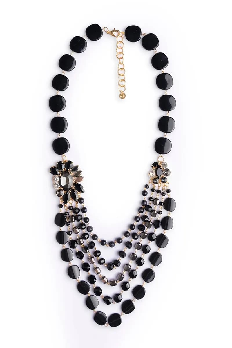 MYA ACCESSORIES | Collana multifilo con pietre in resina e fiore in vetro - 3
