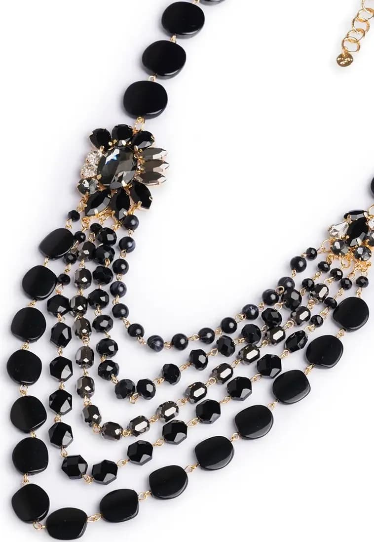 MYA ACCESSORIES | Collana multifilo con pietre in resina e fiore in vetro - 4