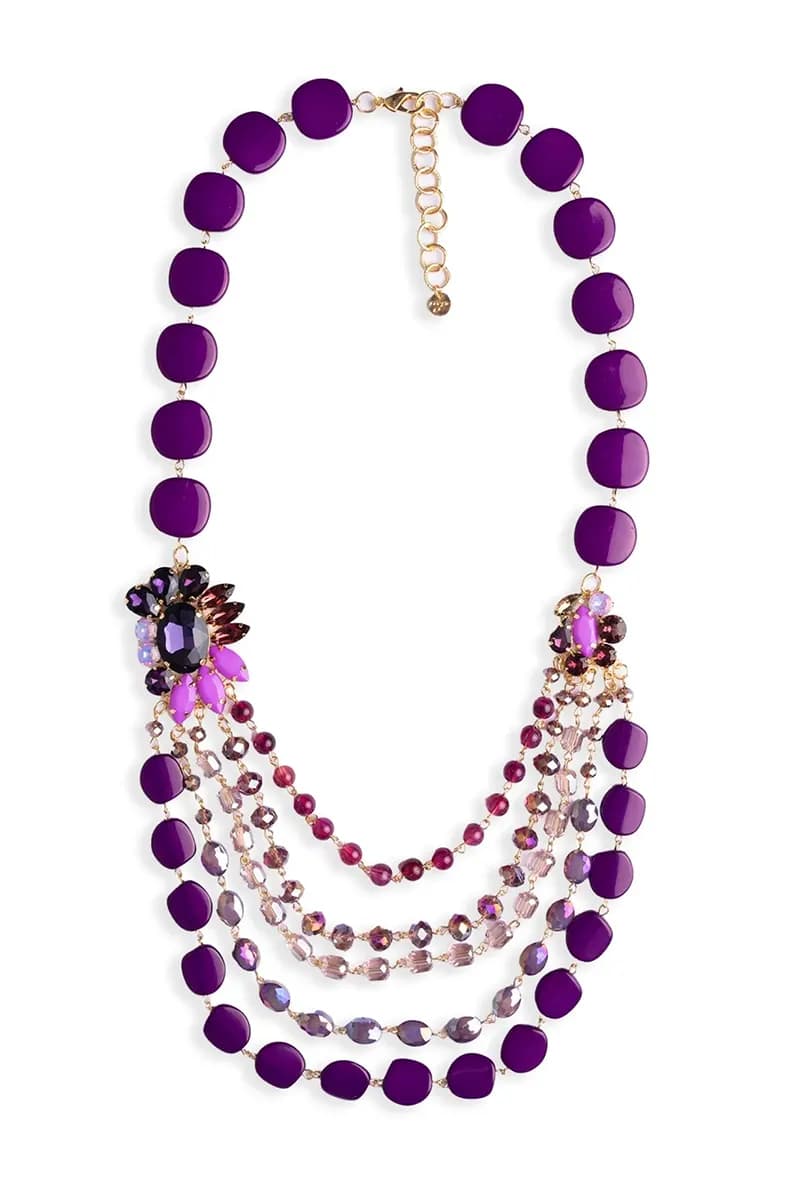 MYA ACCESSORIES | Collana multifilo con pietre in resina e fiore in vetro - 3