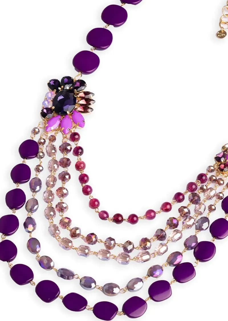 MYA ACCESSORIES | Collana multifilo con pietre in resina e fiore in vetro - 4