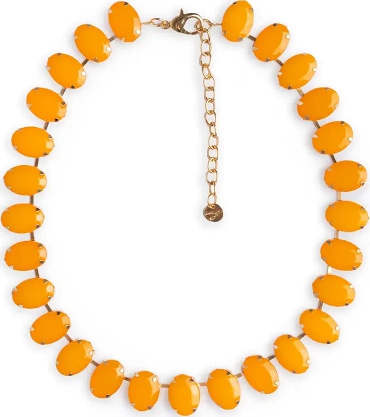 MYA ACCESSORIES | Collana girocollo con pietre ovali in resina senape - 2