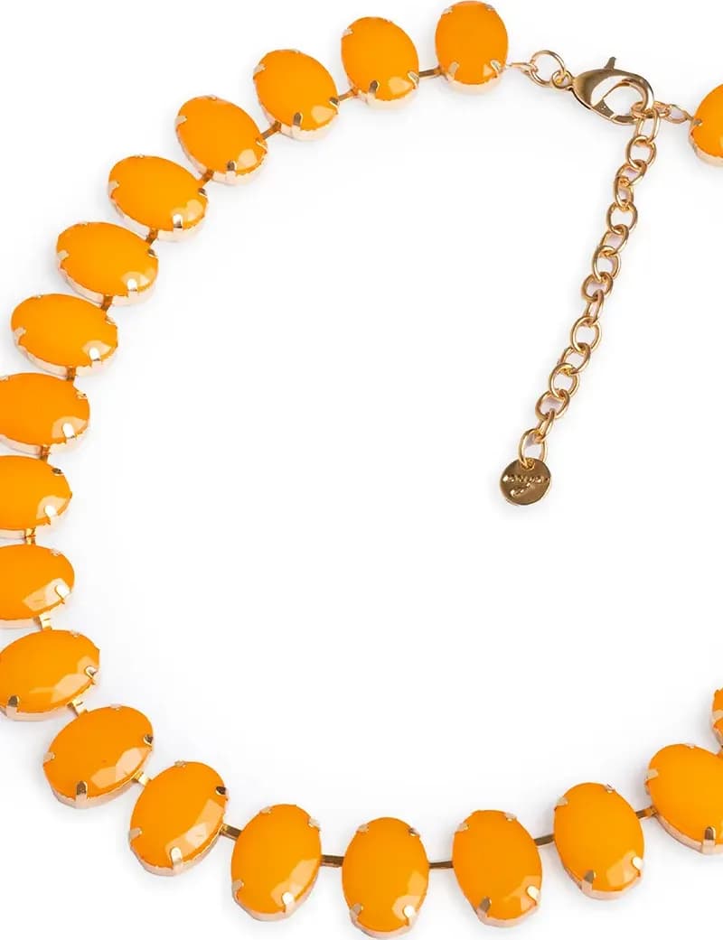 MYA ACCESSORIES | Collana girocollo con pietre ovali in resina senape - 3