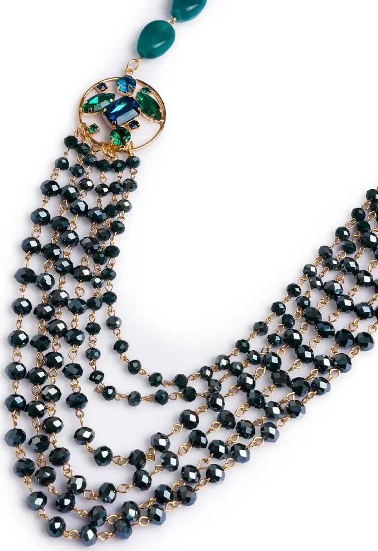MYA ACCESSORIES | Collana multifilo in metallo con pietre in acrilico e vetro - 4