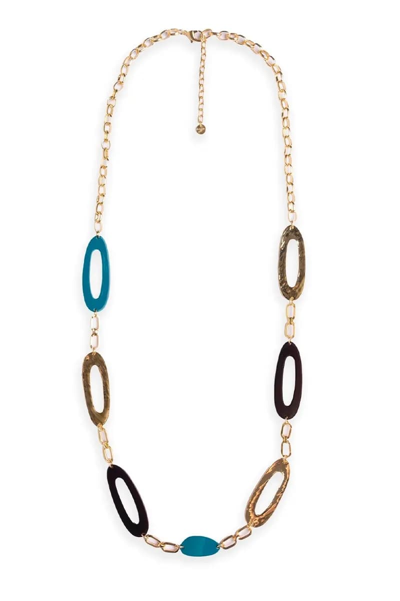 MYA ACCESSORIES | Collana lunga a catena con inserti ovali traforati in acrilico - 2
