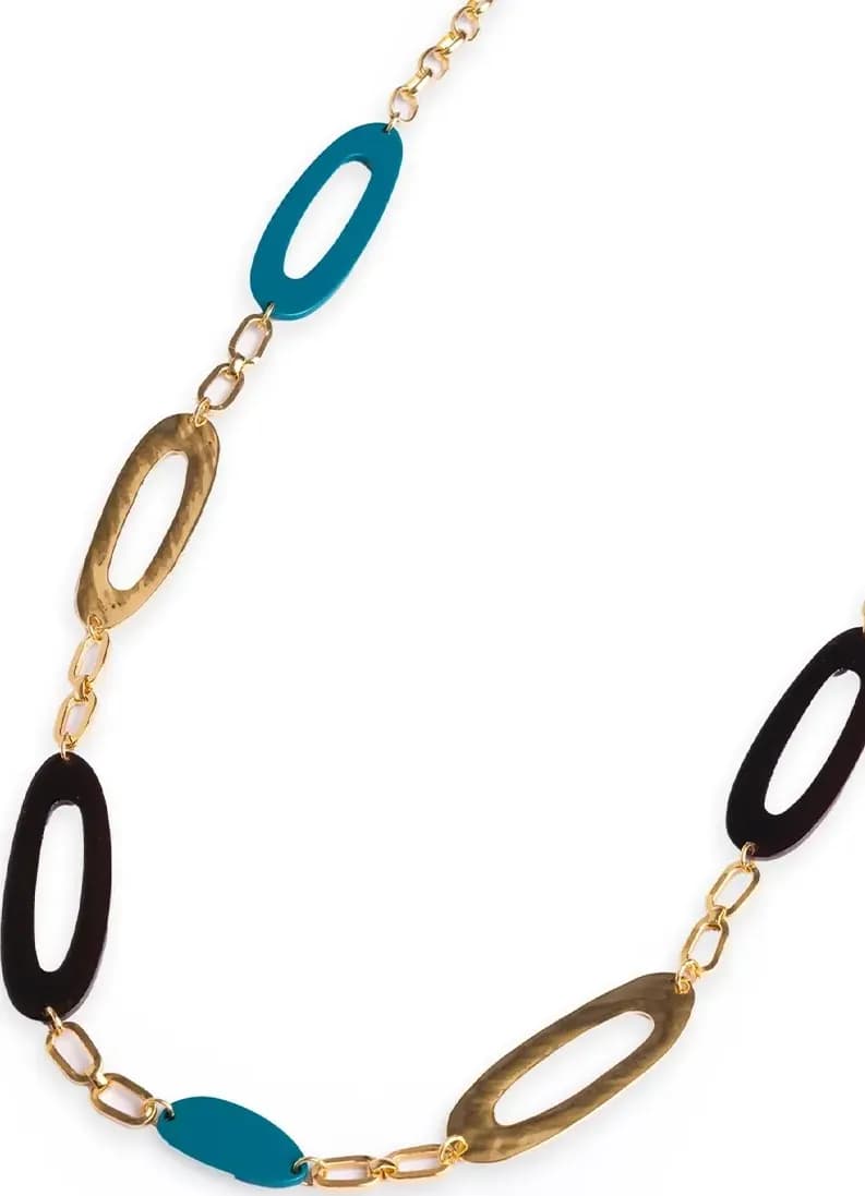 MYA ACCESSORIES | Collana lunga a catena con inserti ovali traforati in acrilico - 3