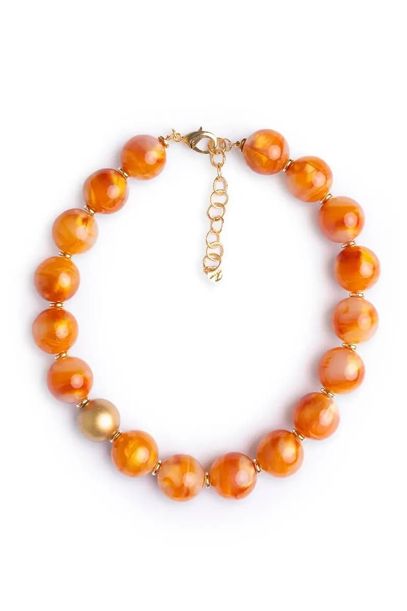 MYA ACCESSORIES | Collana girocollo con sfere dalle nuances arancio - 3