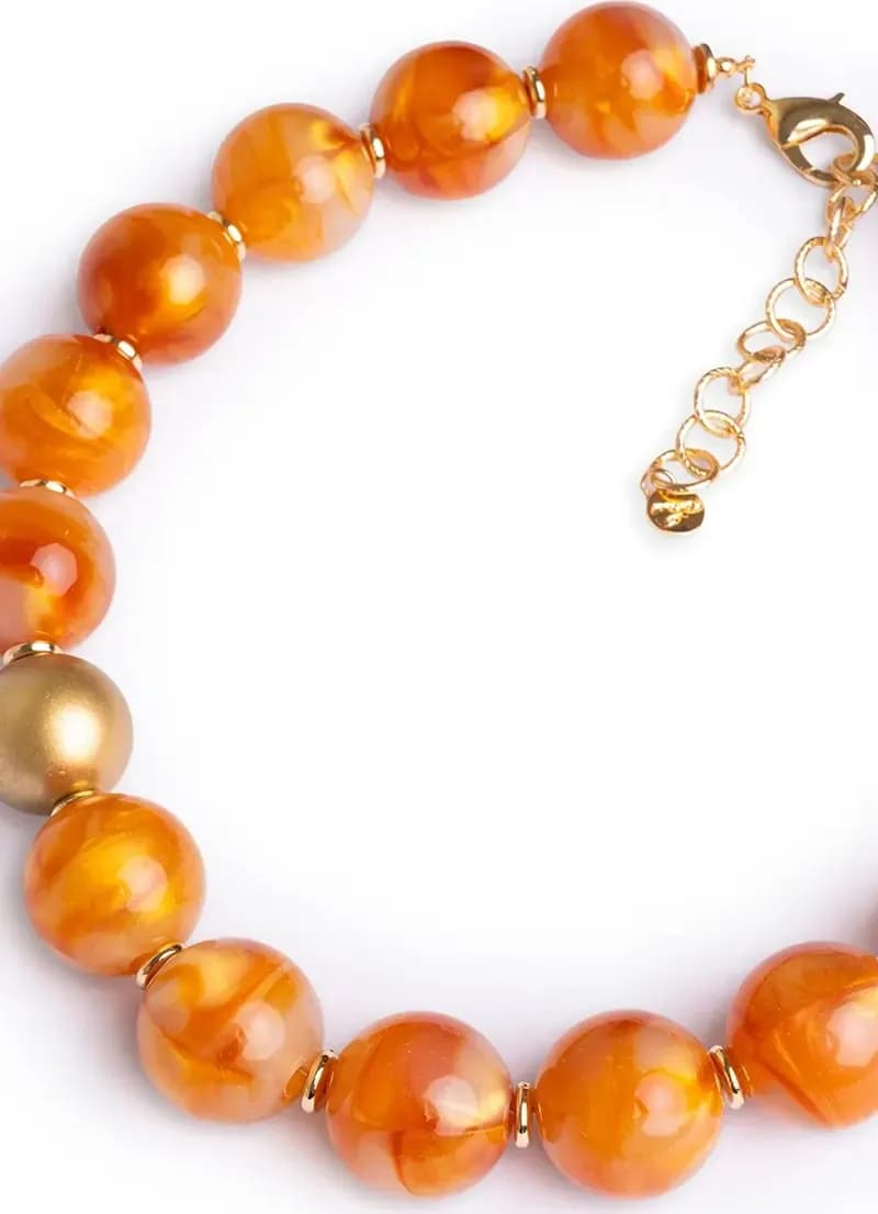 MYA ACCESSORIES | Collana girocollo con sfere dalle nuances arancio - 4