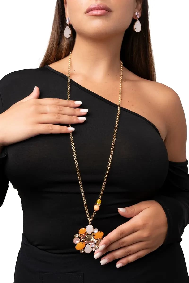 MYA ACCESSORIES | Collana lunga a catena con pendente a fiore in vetro - 2