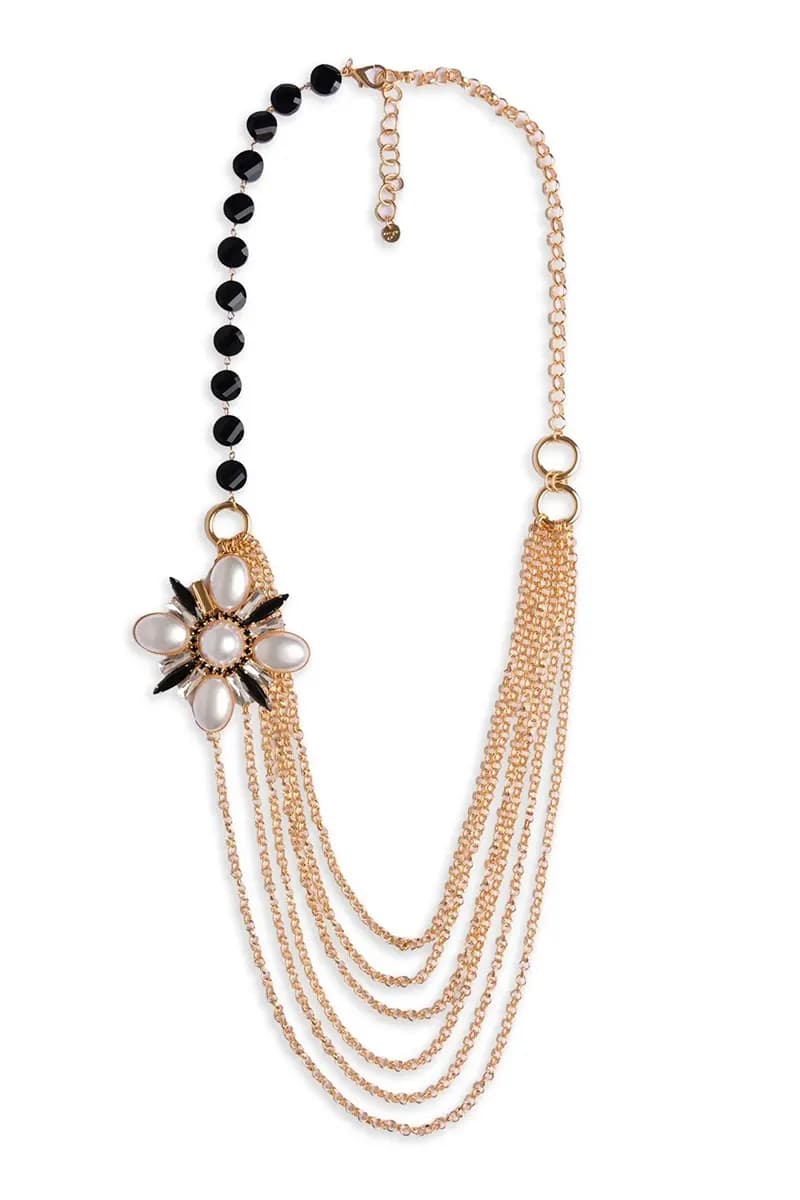 MYA ACCESSORIES | Collana multi catene con pietre e fiore con perle - 2