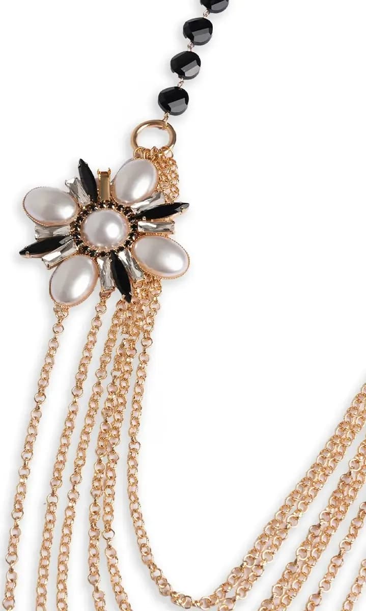 MYA ACCESSORIES | Collana multi catene con pietre e fiore con perle - 3