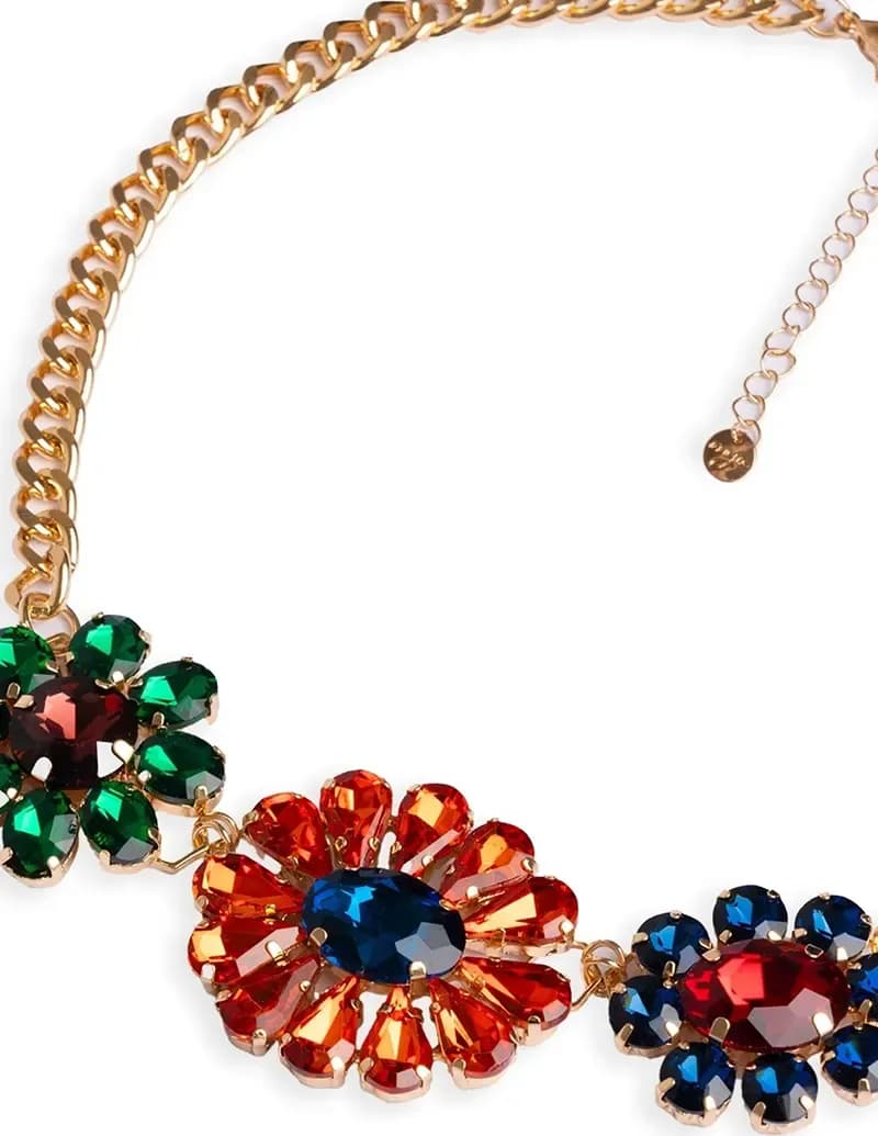 MYA ACCESSORIES | Collana girocollo a catena con tre charms a fiori - 3