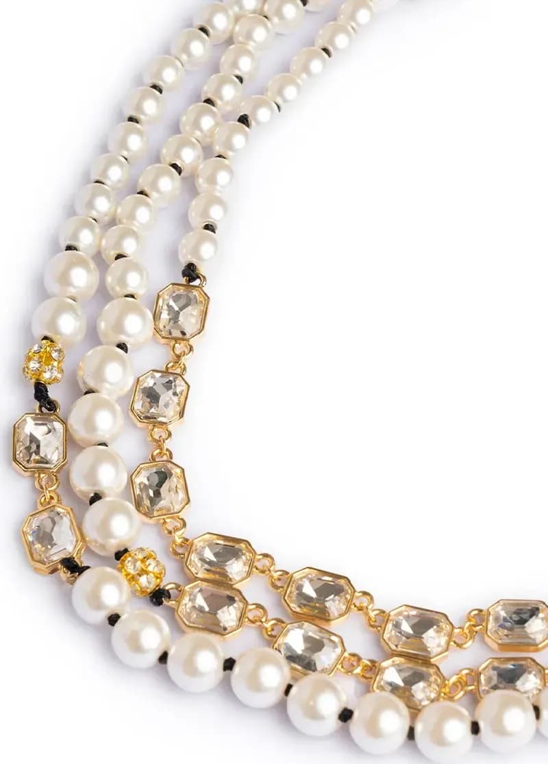 MYA ACCESSORIES | Collana multifilo con perle e pietre in vetro - 4
