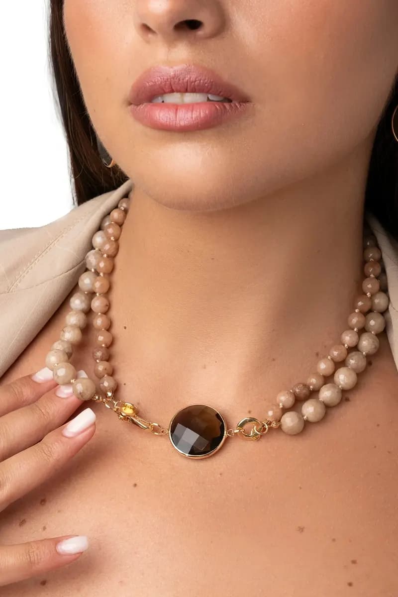 MYA ACCESSORIES | Collana girocollo con doppio filo di pietre dure - 4
