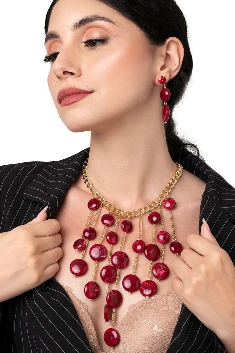 MYA ACCESSORIES | Collana girocollo a catena con pietre pendenti - 5