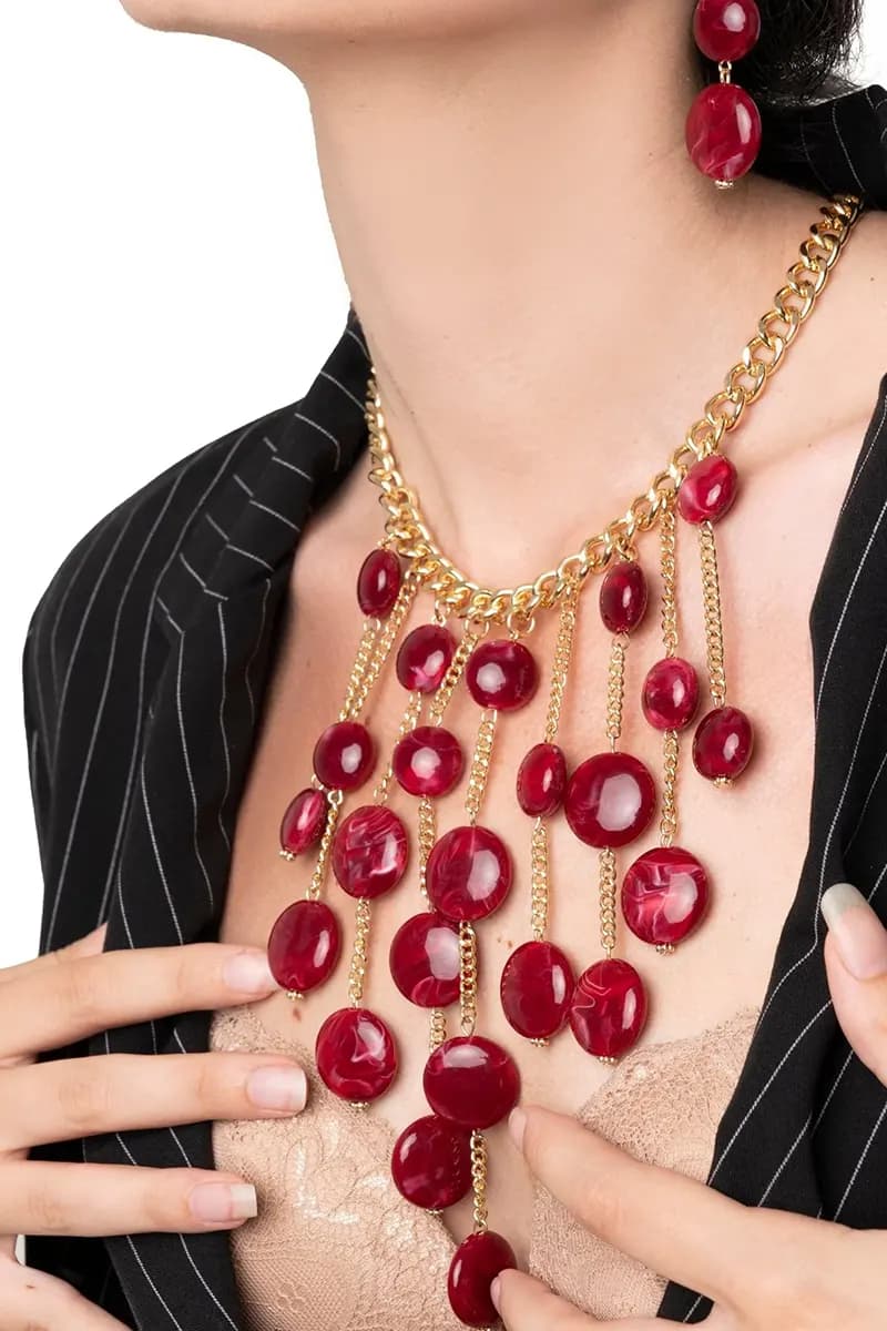 MYA ACCESSORIES | Collana girocollo a catena con pietre pendenti - 2