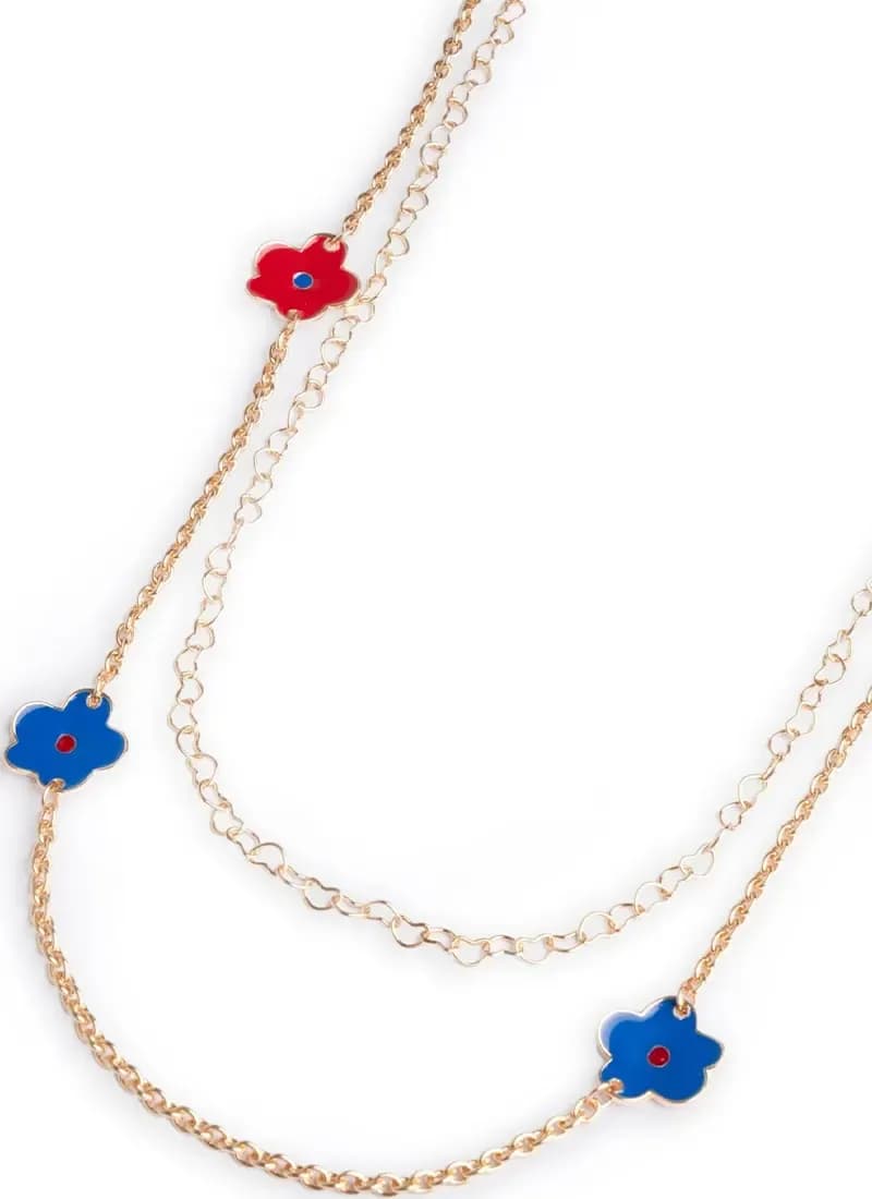 MYA ACCESSORIES | Collana lunga a catena doppio filo con fiori smaltati - 3