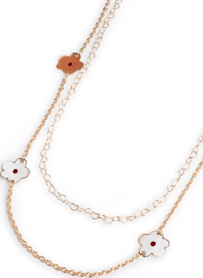 MYA ACCESSORIES | Collana lunga a catena doppio filo con fiori smaltati - 4