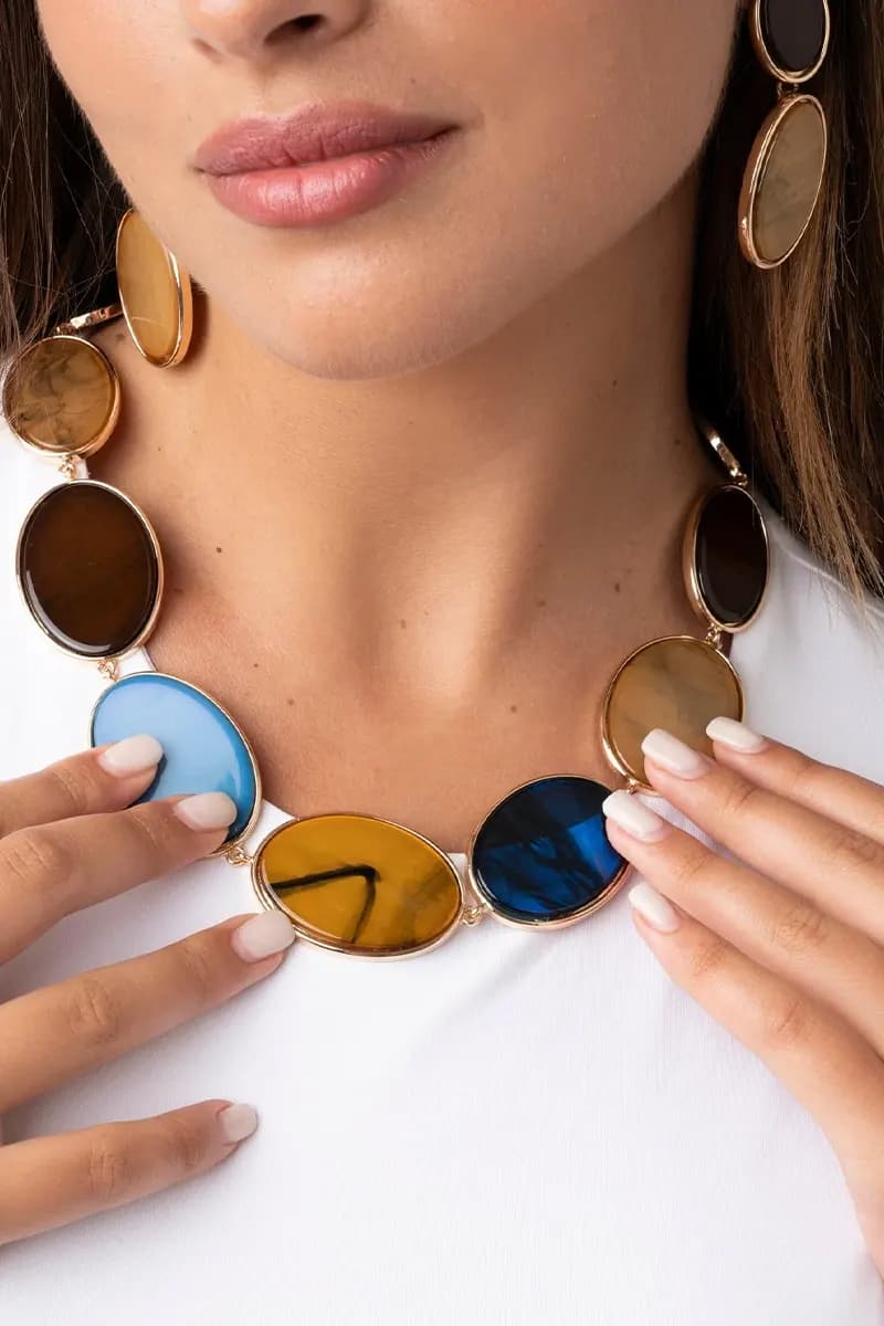MYA ACCESSORIES | Collana girocollo con inserti ovali in acrilico - 4