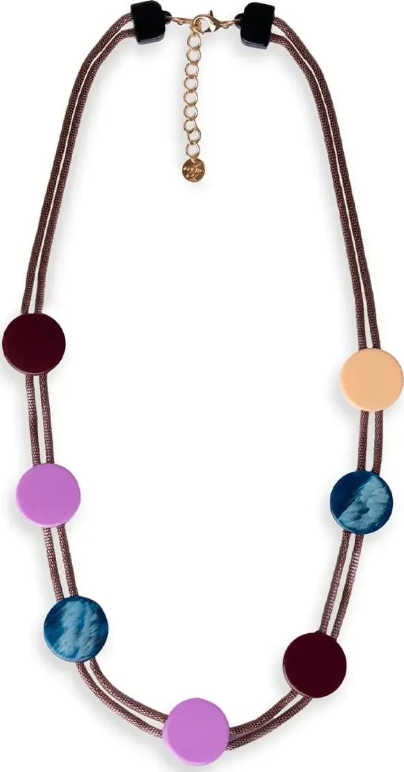 MYA ACCESSORIES | Collana laccio bronzato con inserti circolari in acrilico - 2