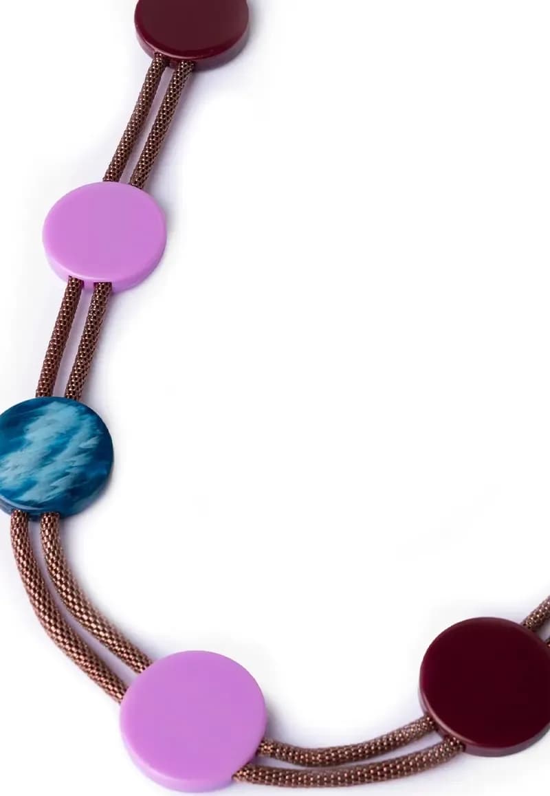 MYA ACCESSORIES | Collana laccio bronzato con inserti circolari in acrilico - 3