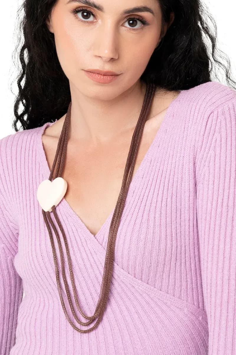 MYA ACCESSORIES | Collana multifilo con laccio bronzato con inserto cuore in acrilico - 4