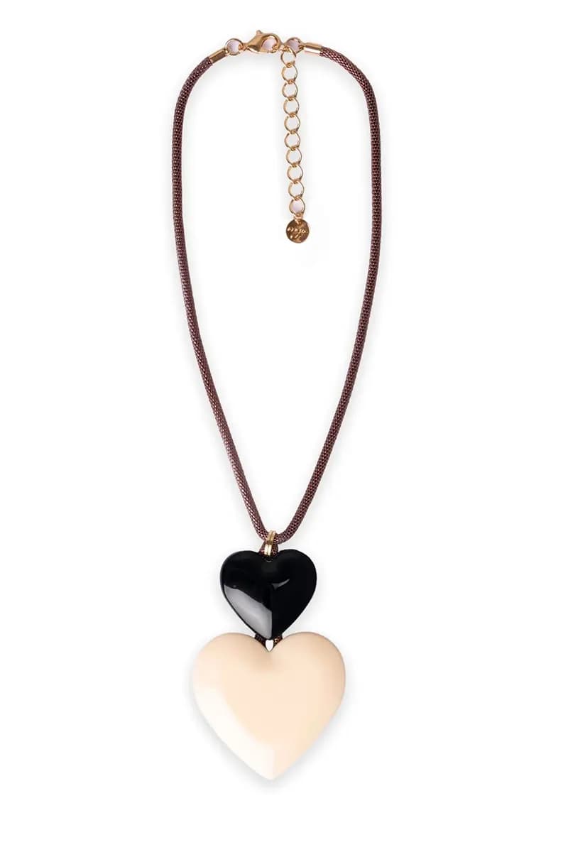 MYA ACCESSORIES | Collana con laccio bronzato con pendente a doppio cuore - 2