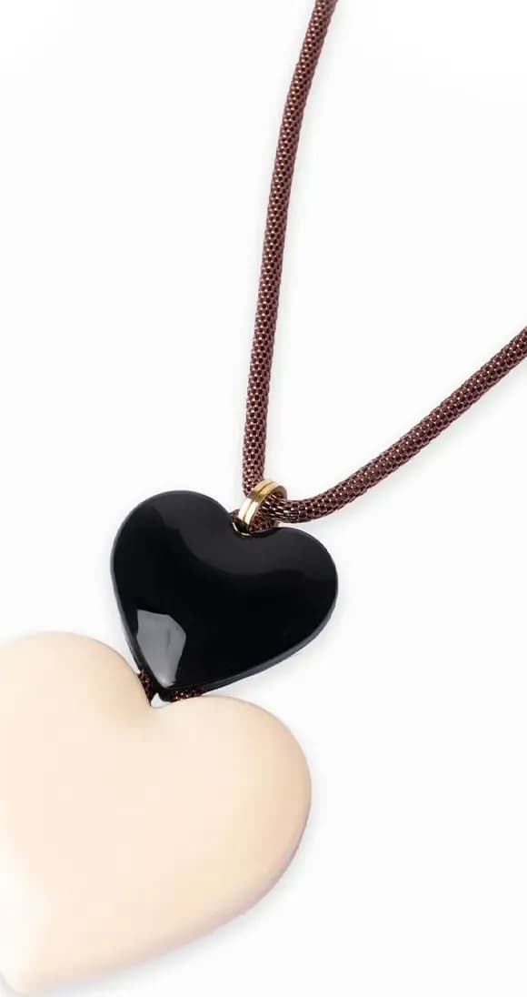 MYA ACCESSORIES | Collana con laccio bronzato con pendente a doppio cuore - 3